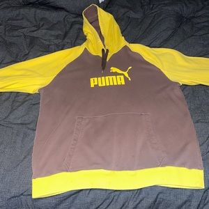 Yellow and Brown Puma pull over hoodie
